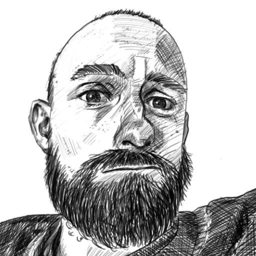 Square cropped digital portrait of a man drawn in Procreate